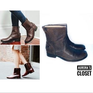 Frye 6 Brown Leather Boots Mid Calf Melissa Button